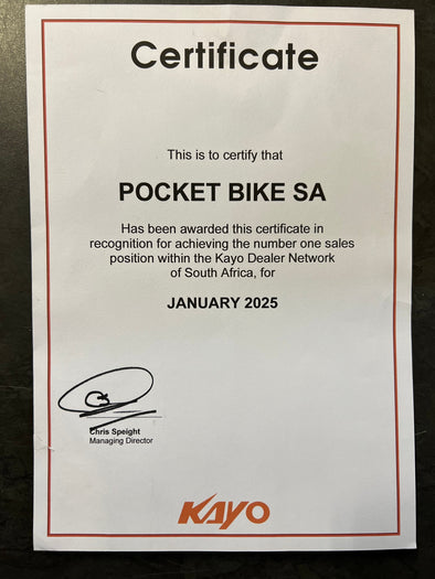 Pocketbike SA have become KAYO's #1 Retailer in South Africa