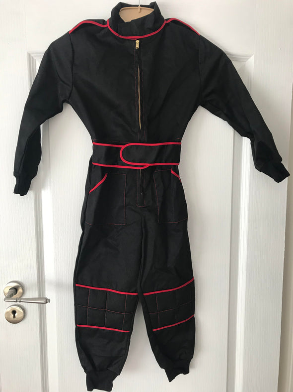 1-2 Years Kids Race Suit - Black with Pink Stripe