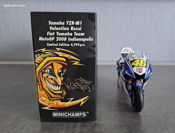 1:12 Minichamps Yamaha YZR M1 Valentino Rossi Fiat Yamaha Team MotoGP 2008 Indianapolis - RARE