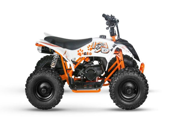 KAYO 24 A50 50cc 2 Stroke Quad Bike (4-10 Years) UPGRADED Model with 19mm Race Carbs & 13X5.00-6 Wheels with Tubular Frame + Upgraded Steel Clutch