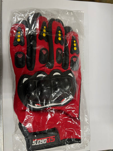 Gloves in Red with Knuckle Protection - Large