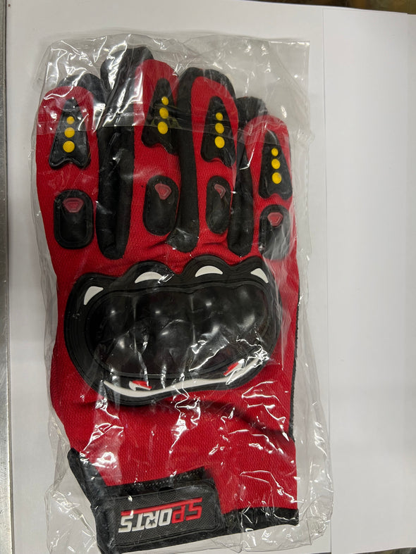 Gloves in Red with Knuckle Protection - Large