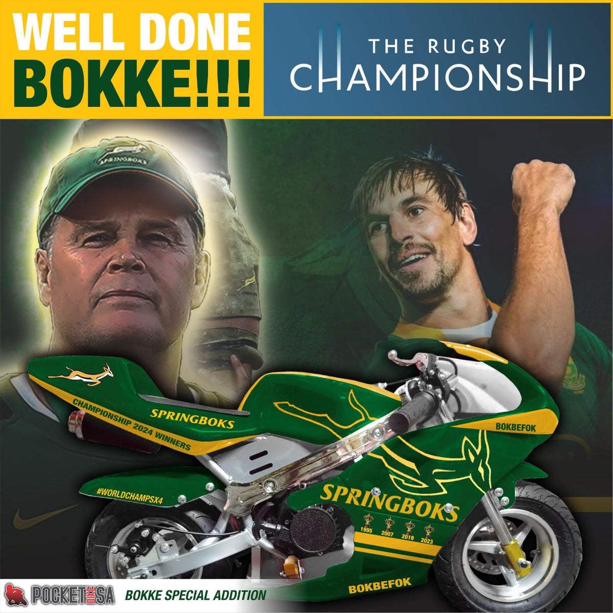 Springbok champions theme 2024 pocketbike sa