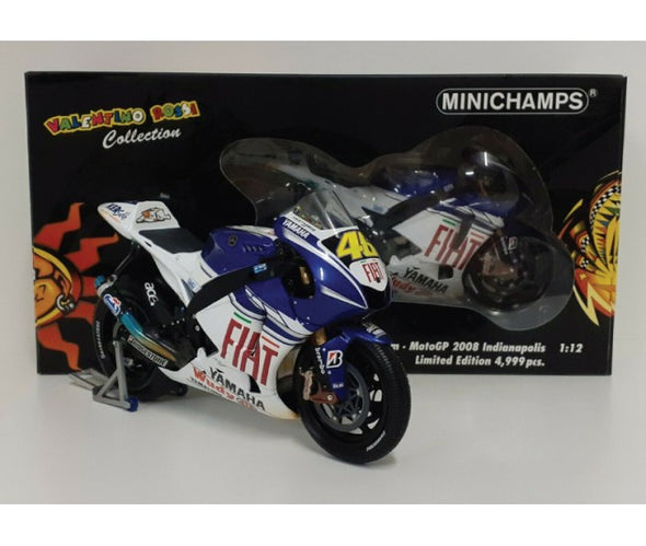 1:12 Minichamps Yamaha YZR M1 Valentino Rossi Fiat Yamaha Team MotoGP 2008 Indianapolis - RARE