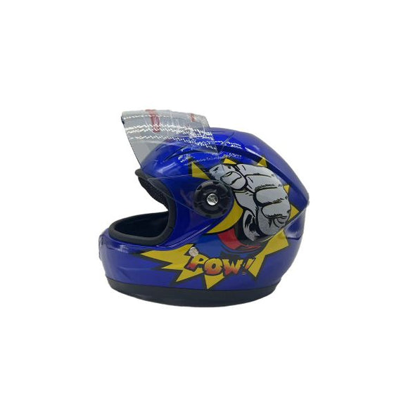 Kids Helmet - Blue POW Cartoon Helmet