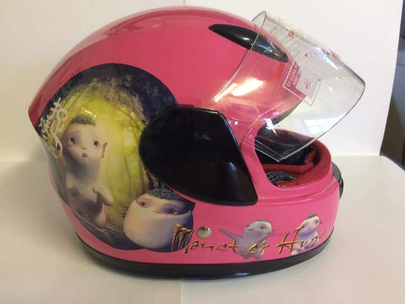 Gloss Pink Kiddies Helmet with Animation Design - Pocketbike SA