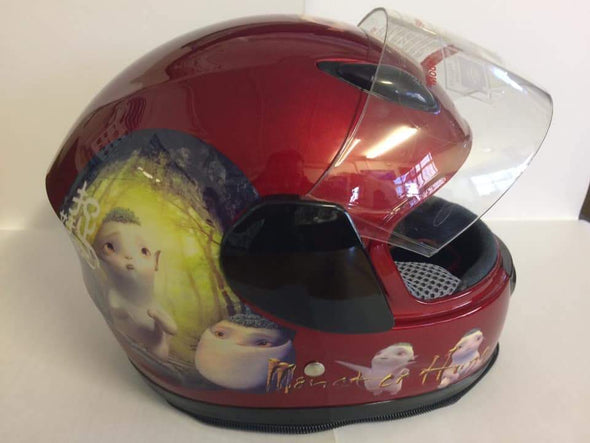 Gloss Red Kiddies Helmet with Animation Design - Pocketbike SA