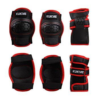 Set Red &amp; Black Knee + Elbow Protectors - Pocketbike SA