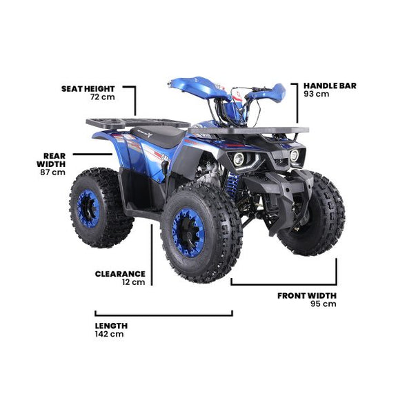 125cc Hunter Offroad Quad Bike TAO Motor + Remotes – Blue for 12 Years +
