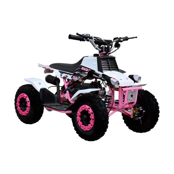 Banshee 50cc 2 Stroke Quad Bike - Pull-start (Pink) + FREE Set Headlights + 19mm Race Carb + 60mm Cone Filter (4-10 Years)