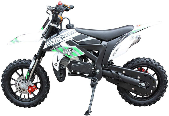SYX MOTO 2023 50cc 2 Stroke 3HP Mini Dirt Bike - Green & White