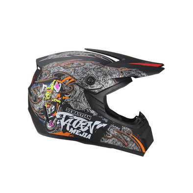 Kids Motocross Helmet - Orange / Black Design - Pocketbike SA