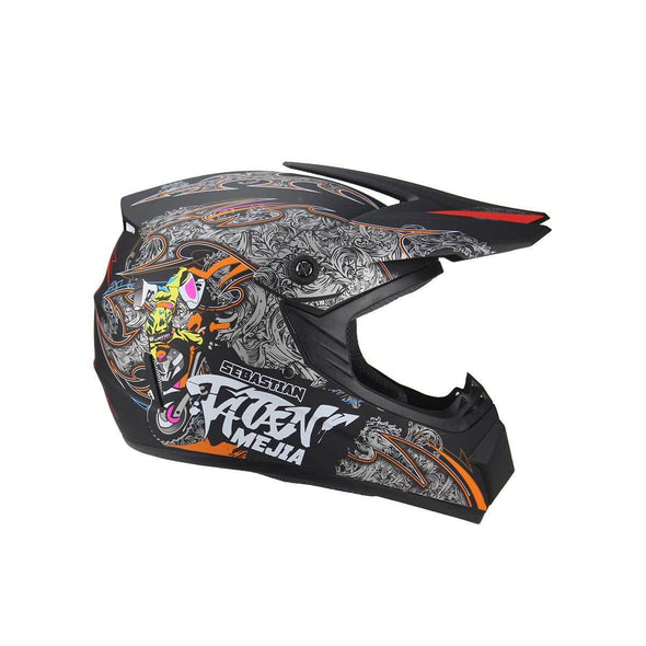 Kids Motocross Helmet - Orange / Black Design - Pocketbike SA