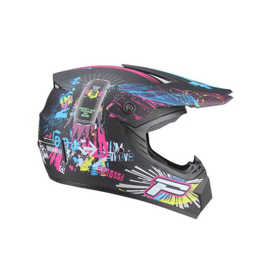 Kids Motocross Helmet - Black / Pink design - Pocketbike SA