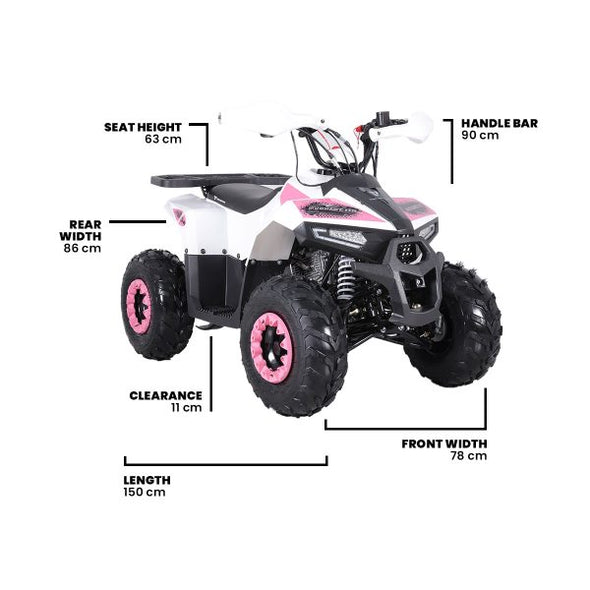 110cc 4 Stroke Mud Hawk Quad TAO Motor + Remotes - Pink for 12 Years +